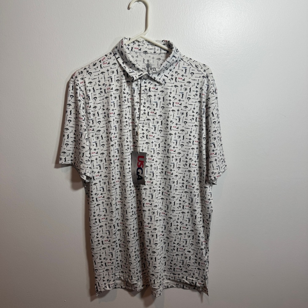 USGA US Open 121st Championship Golf Polo Shirt Mens Large White Novelty
